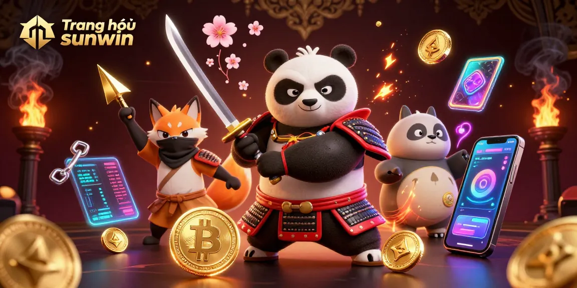 Win big at Trang chủ sunwin with samurai panda and ninja fox in vibrant casino scene.
