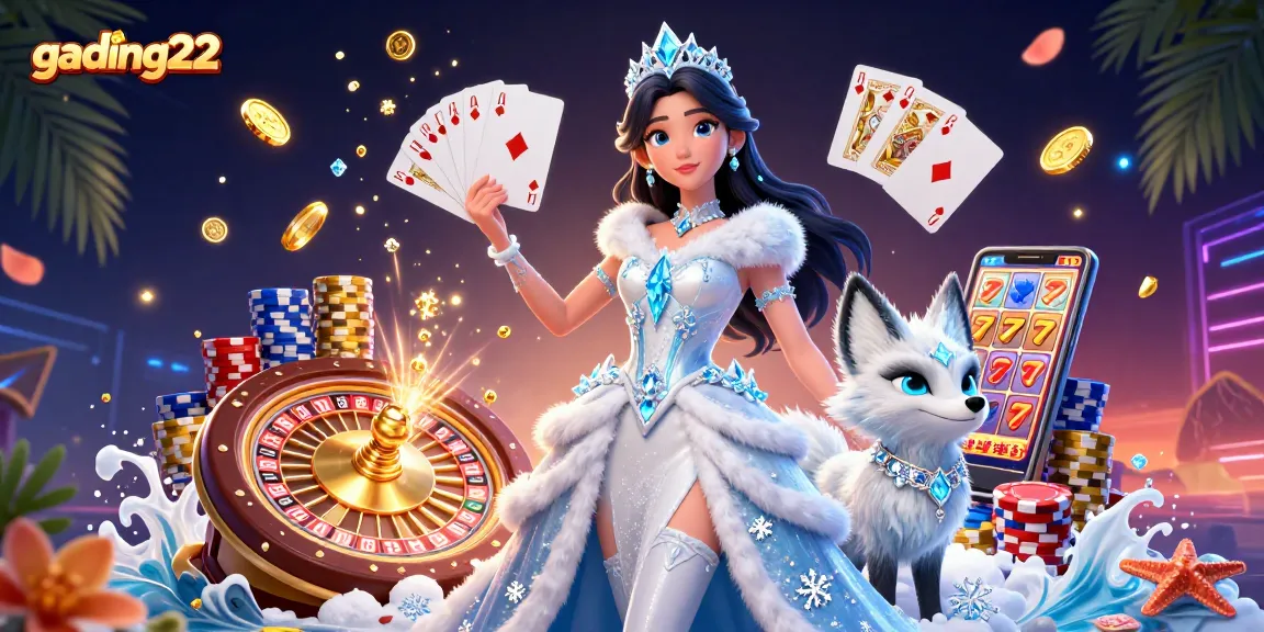Experience gading22's thrill with a stunning woman, arctic fox, and vibrant gaming elements!